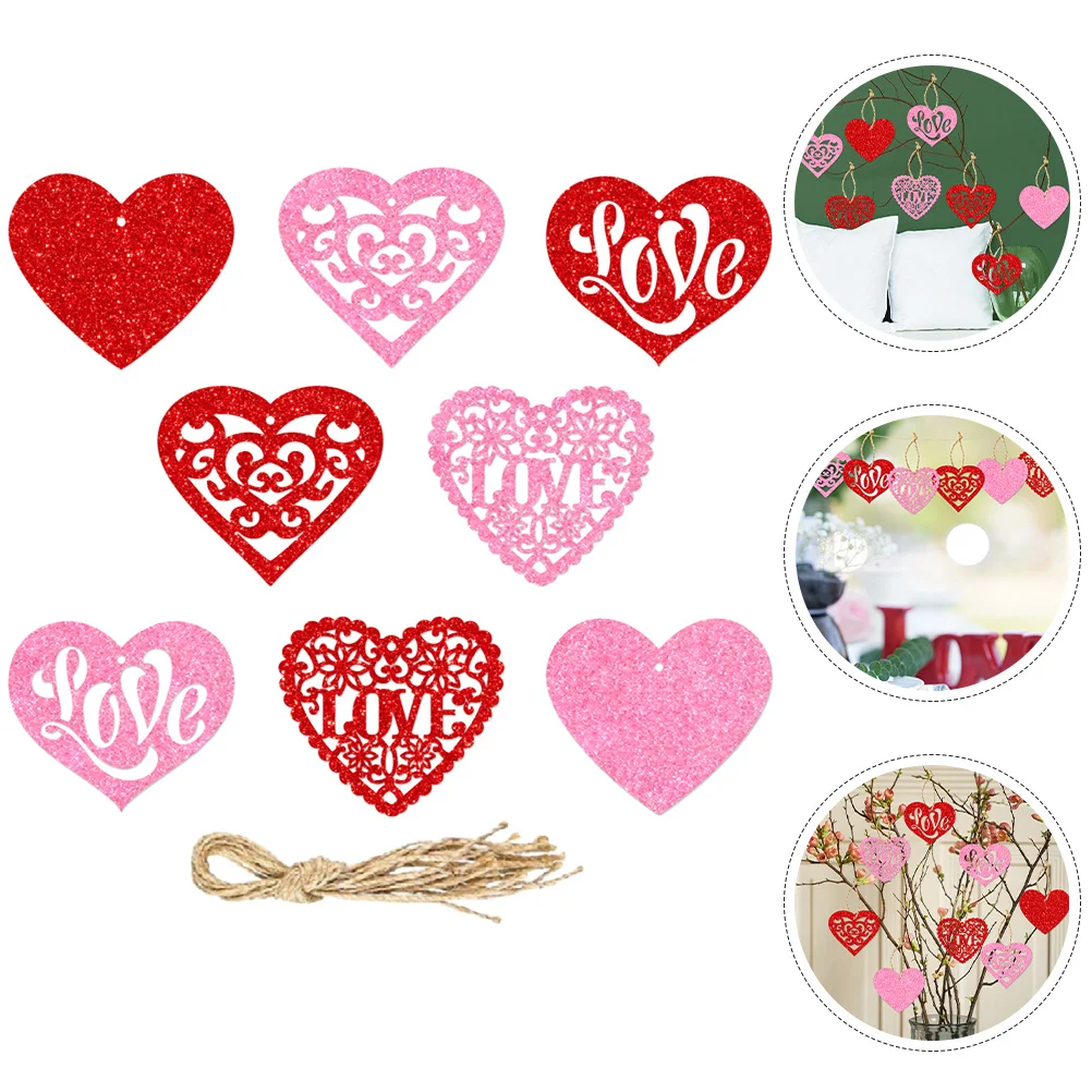 

8Pcs Valentine Heart Paper Hanging Tags with String Decorative Gift Tags for Candy Box Packaging Wedding Favor