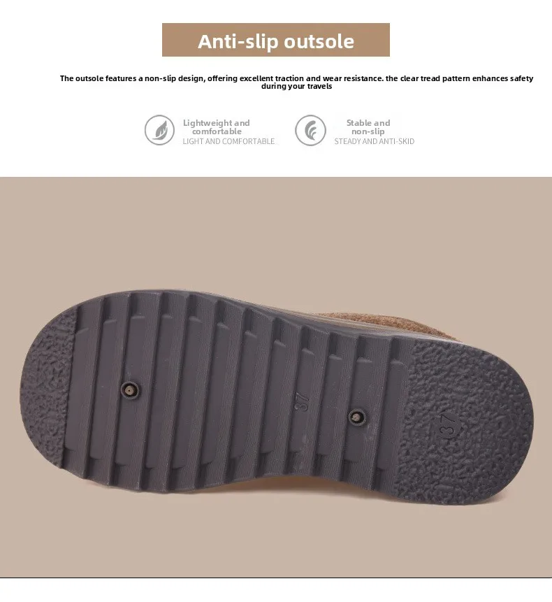 Damen-Winter-Loafer mit Fleecefutter, warme Slipper aus Strickstoff, rutschfeste Freizeitschuhe mit Schnallenriemen und dicker Plattformsohle – Detail 9