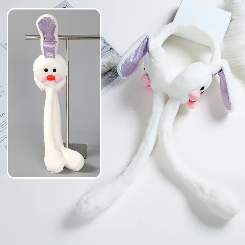 귀여운 토끼 오리 귀 움직이는 겨울 귀마개 여성과 어린이를위한 부동액 귀 보호 모자 추운 날씨