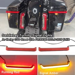 Motorcycle Smoke Tracer Saddlebag Turning Signal Lights with Amber Flow Light for Harley CVO Street Glide (FLHXSE) 2023.5-2025
