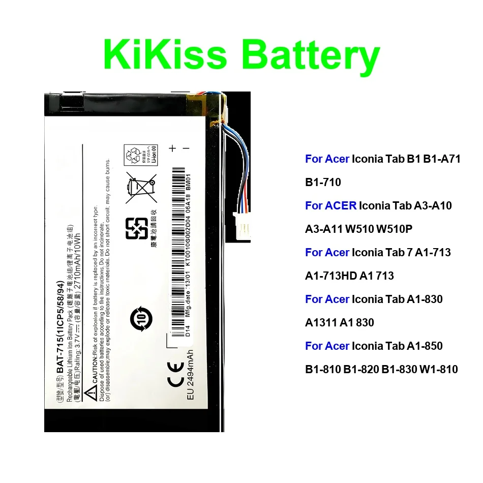 

AP12D8K ZWA1975Q AP14F8K 2640-7300Mah Tablet Battery For Acer Iconia Tab A1-830 A1-850 A3-A10 A3-A11 B1 B1-810 B1-820 7