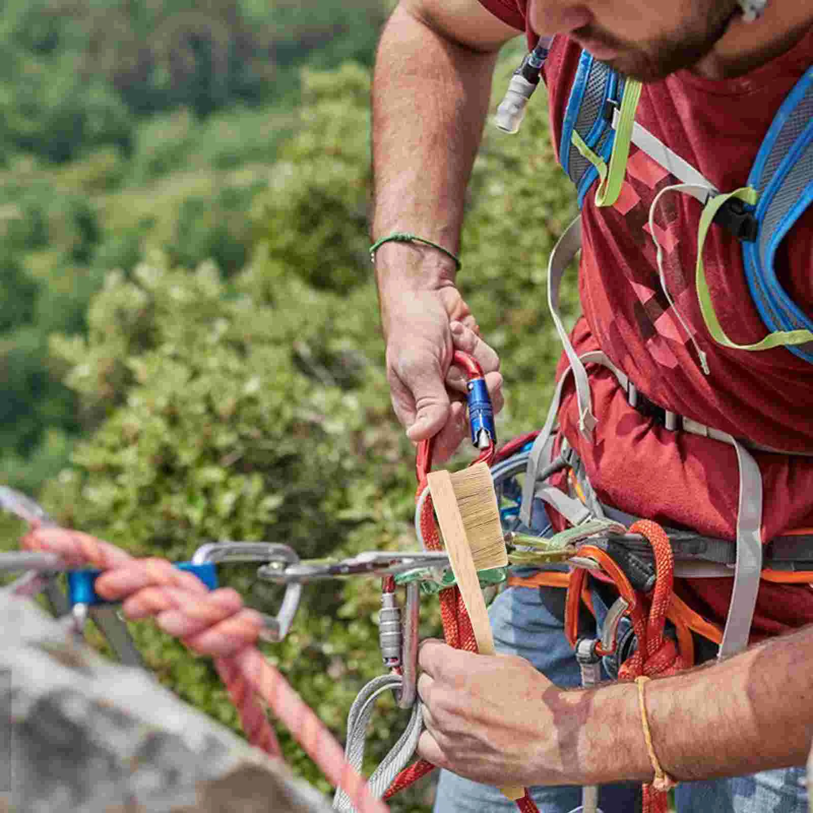 Rock Climbing Brush Bouldering Brush with Thick Boars Hair Bristles and Ergonomic Handle for All Climbing Holds Climbing Chalk T