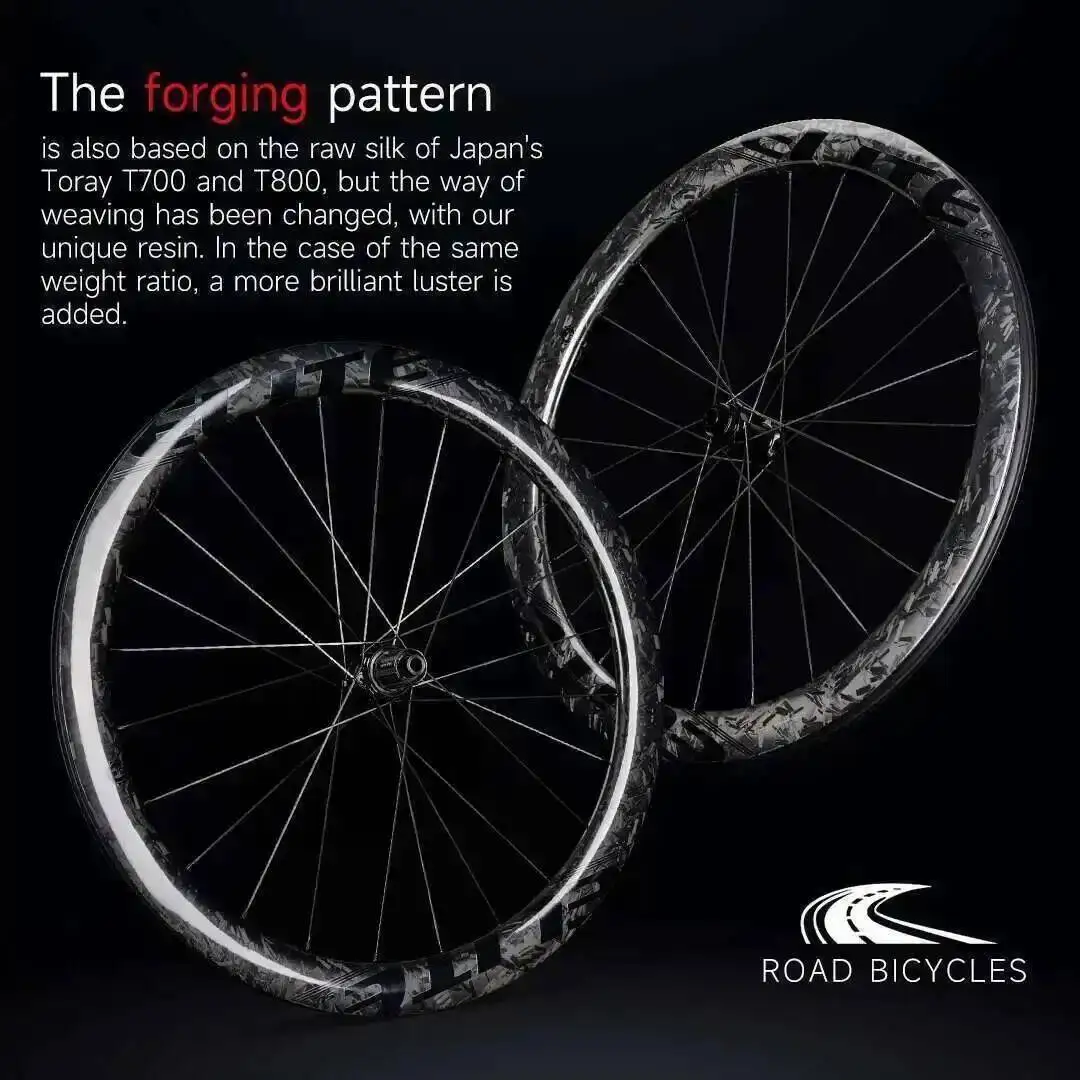 ELITEWHEELS Forged Pattern Road Disc Carbon Wheelset 38 50 Tubeless Compatible Wheels Center Lock