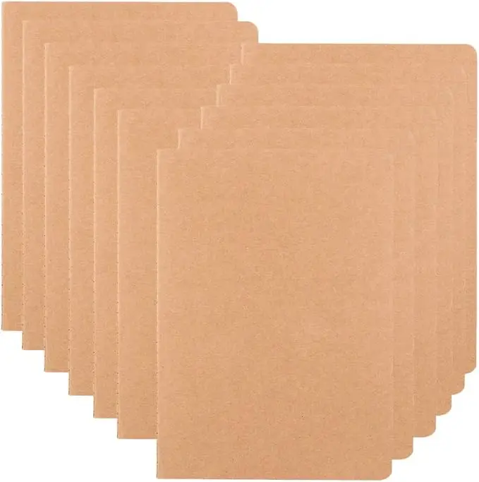 3Pcs B5 College Ruled Notebooks, Kraft Brown Cover 10