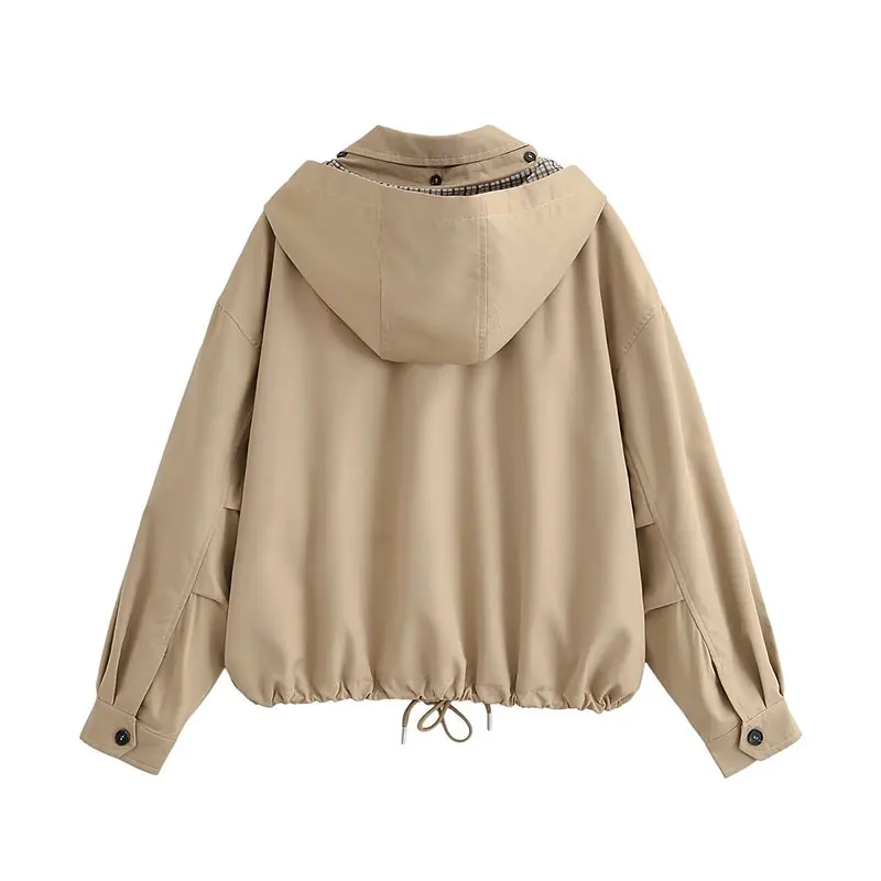 NLZGMSJ Women Casual Trendy Jacket Hooded Zipper Pockets Jacket New Fashion 2026 Autumn High Street Jacket