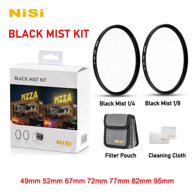 Nisi Black Mist Filter 1/4 1/8 49mm 52mm 67mm 72mm 77mm 82mm 95mm for Camera Lens for Photography and Video Movie Effects