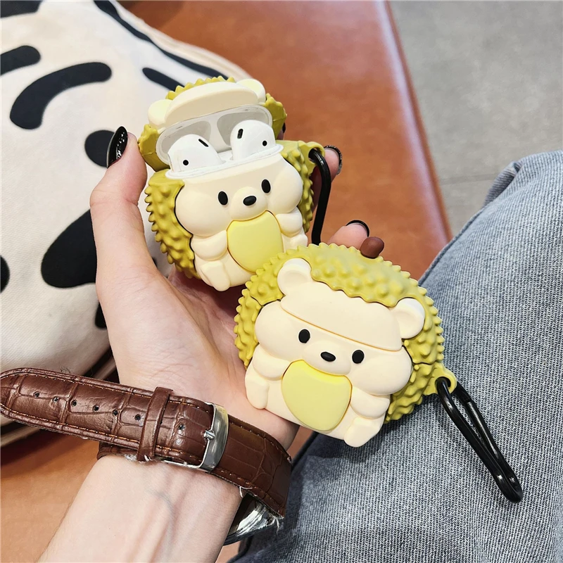 MINISO Cute Durian Hedgehog Earphone Cover For Apple AirPods 1 2 3 Generation Airpods Pro/Pro2 Wireless Bluetooth Headphone Case