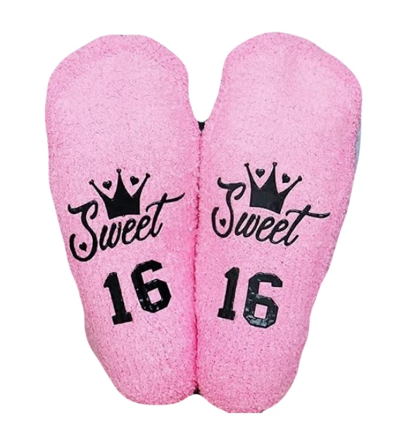 Chaussettes de sol en éponge rose pour femmes, emballage de cupcakes amusants, impression amusante, faites moi du thé, chaussettes chaudes, si vous pouvez lire ceci, 1 paire