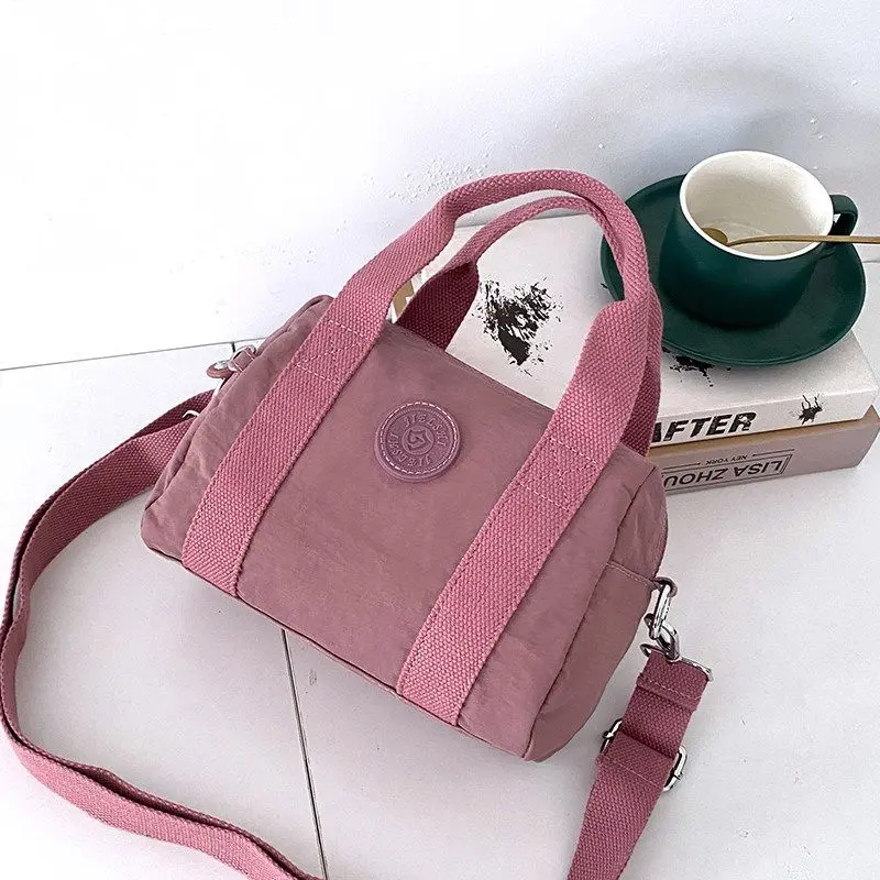 Oatmeal Verdigris Red Purple Multi-Layer Crossbody Bag Light Beige Mini Nylon Canvas Shoulder Handbag Large Capacity For Women