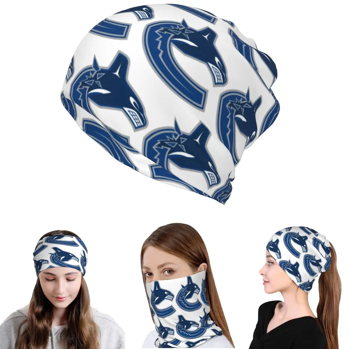 Eel Hockey Vancouver Canucks Merch Bandana Neck Cover Magic Scarf Warm Face Mask Beanies Hat for Men Women Adult Winter