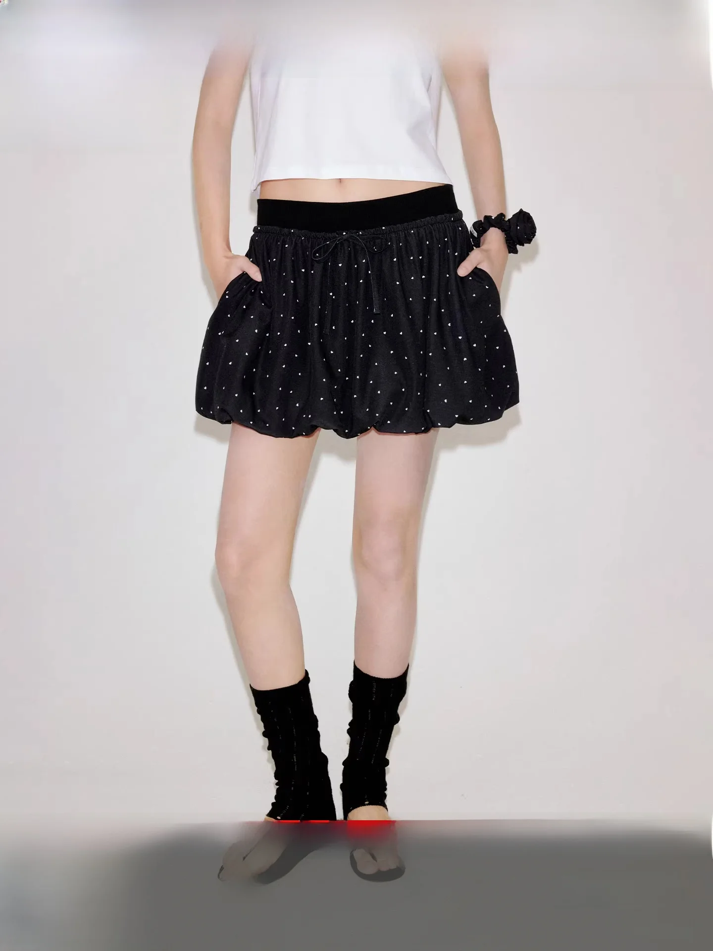 

Fano Unique Heart Polka Dot Bloomer Silhouette ort Thin Women's f Skirt Spring Summer Polyester Fiber Stand Version