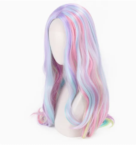 Grey Wig With Pink Long Body Wave T Part Lace Front 100%  Hair Wig Glueless