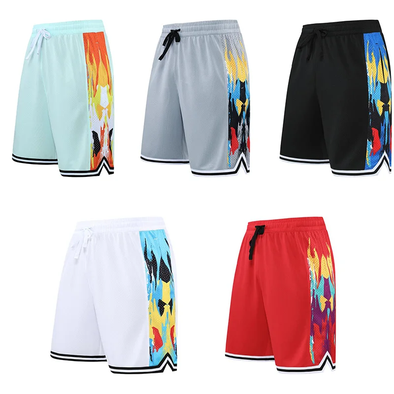 Short de basket-ball longueur genou pour homme, vêtements de sport respirants, séchage rapide, pantalon d\'entraînement de fitness, course à pied,