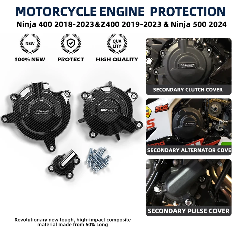 

GBRacing Z400 2019-2023 motorrad zubehör carenados For KAWASAKI Ninja400 2018-2023 Pulse Clutch Cover Secondary Engine Cover Set