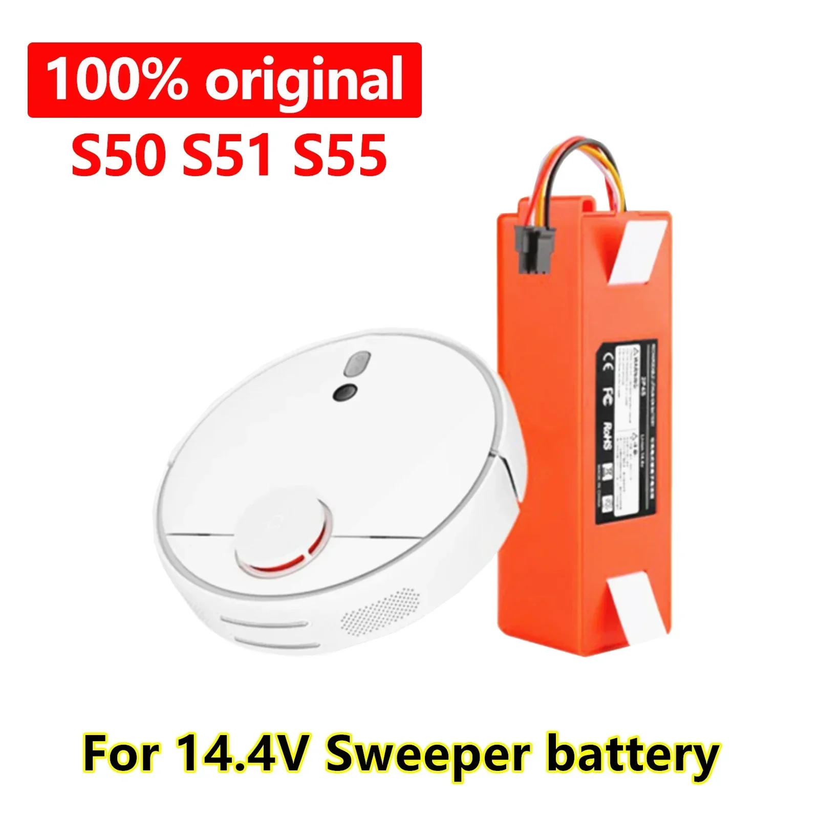 

♲6500mAh Vacuum cleaner Replacement Battery for Xiaomi Robot Roborock S50 S51 S55 Accessory Spare Parts li-ion battery 12800mAh
