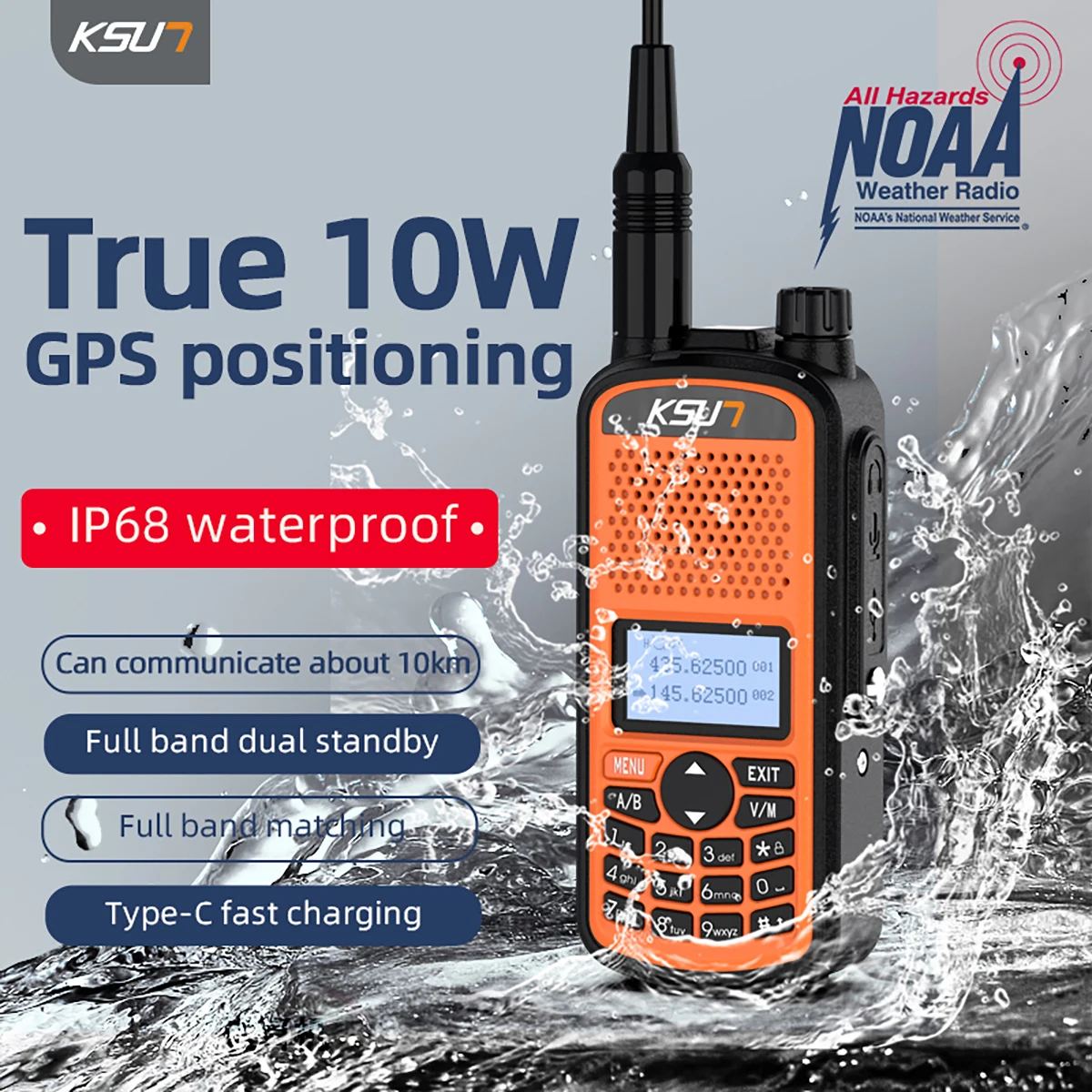 

UV70P IP68 NOAA UV двухдиапазонный 144-520 МГц GPS любительский FM-радиоприемник