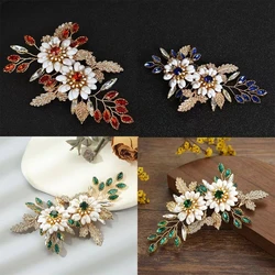 Fashion Bridal Hair Comb White Pearl Rhinestone Golden Flower Women Hair Clip Wedding Jewelry Hair Accessories Women Headpiece