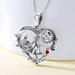 Retro Women Creative Cartoon Princess Heart Pendant Punk Necklaces for Women Stainless Steel Jewelry Party Anniversary Gift