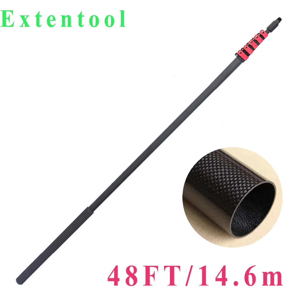 48FT telescopic extension pole  window cleaning tool 14.6M strong adjustable carbon fiber pole