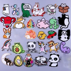 Cute Small Animal Patches On Clothes Stripes Embroideriy Patch For Clothing Thermoadhesive Patches Dinosaur Hedgehog Patch DIY
