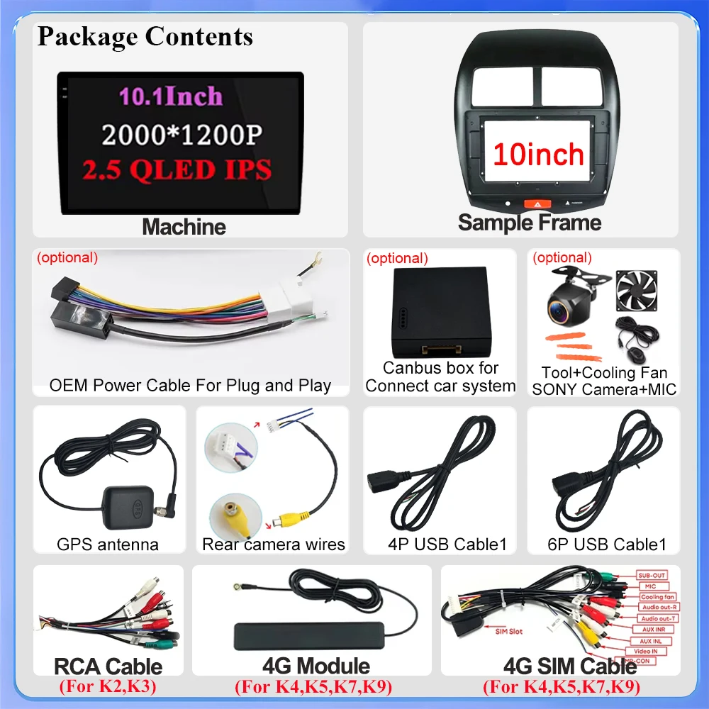 Android 15 Car Radio For Mitsubishi ASX 1 2010 - 2016 2K QLED Multimedia Video Player GPS Stereo CarPlay NO 2DIN 4G Head Unit