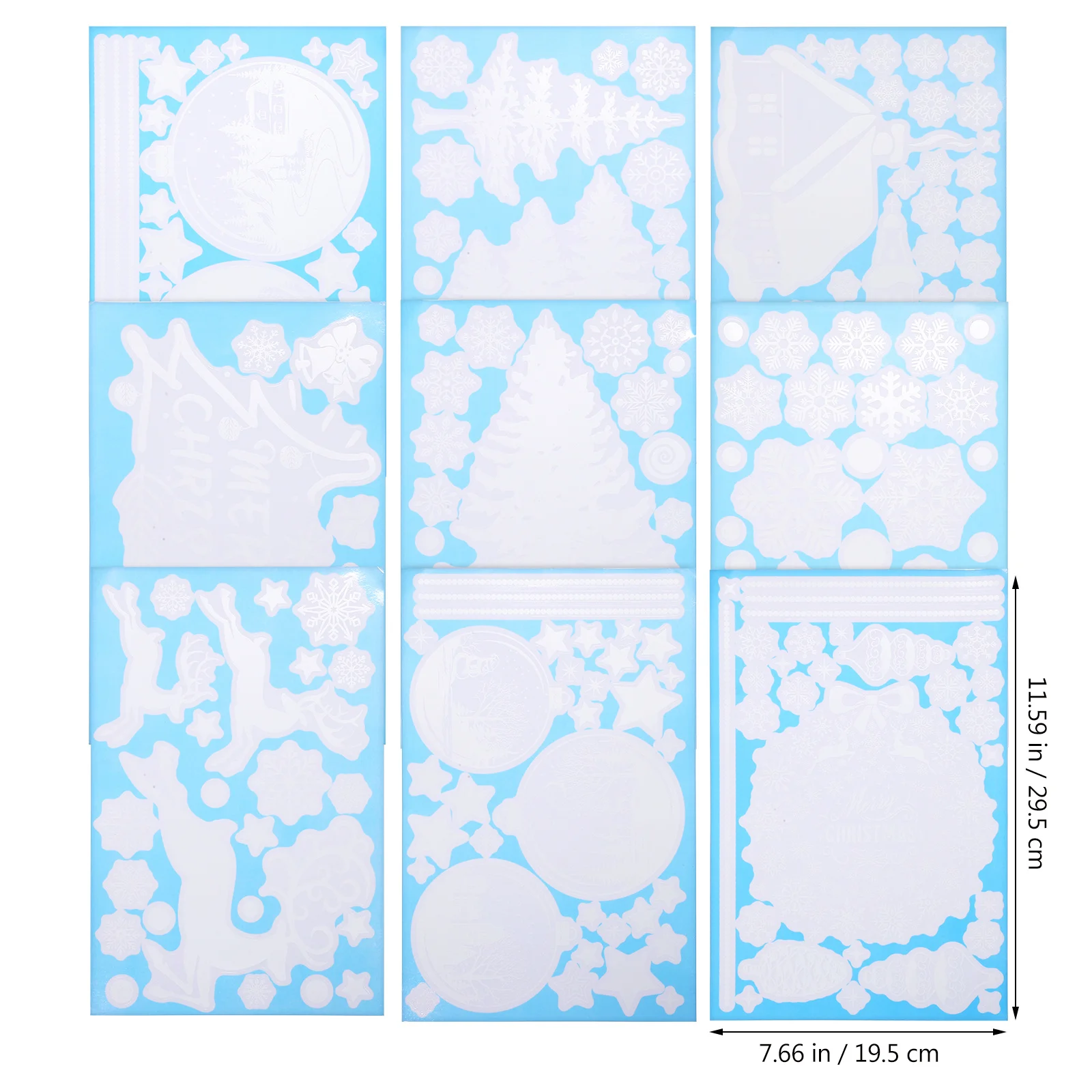 

9 Sheets Christmas Window Clings Snowflakes Bells Stars PVC Static Cling Decorations Xmas Party Window Decor