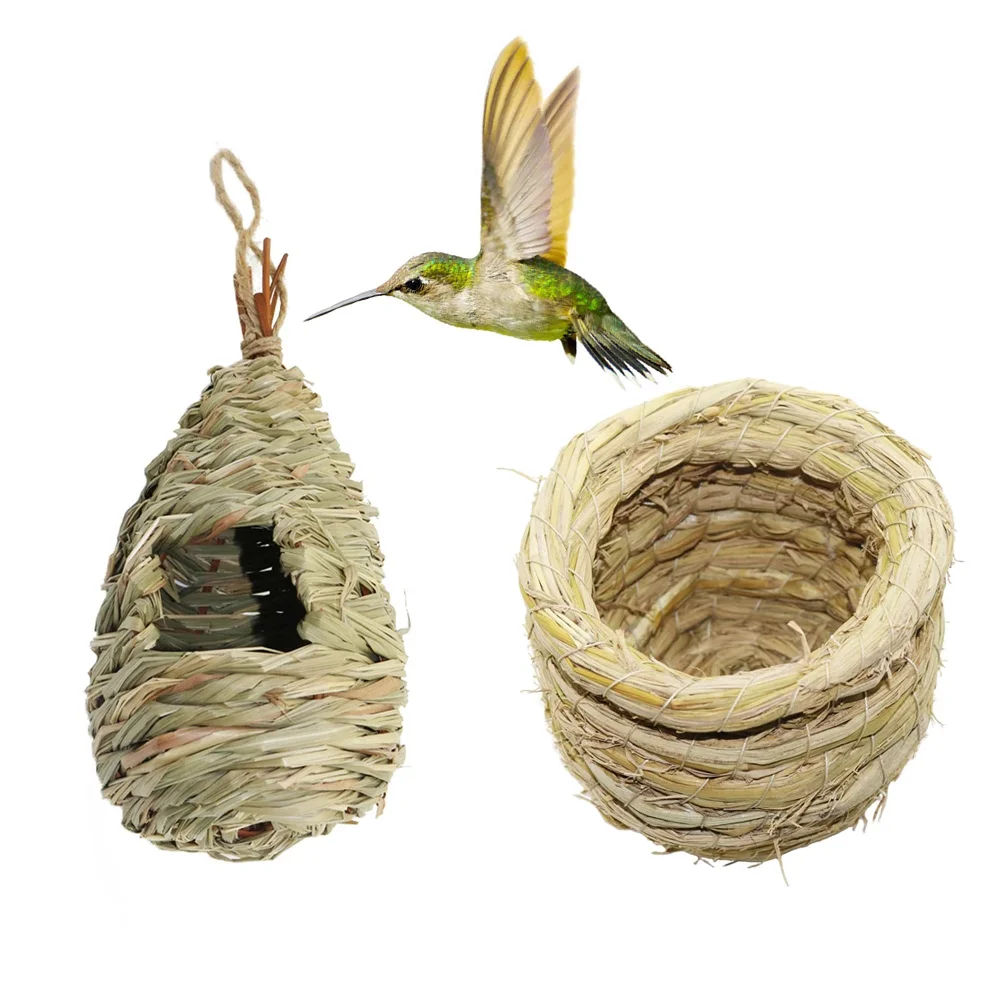 1Pc Hanging Straw Bird Breeding Nest Pigeon Parrot Hatching Nest Roosting Decoration Birdhouse Small Animal Cage Pet Supplies