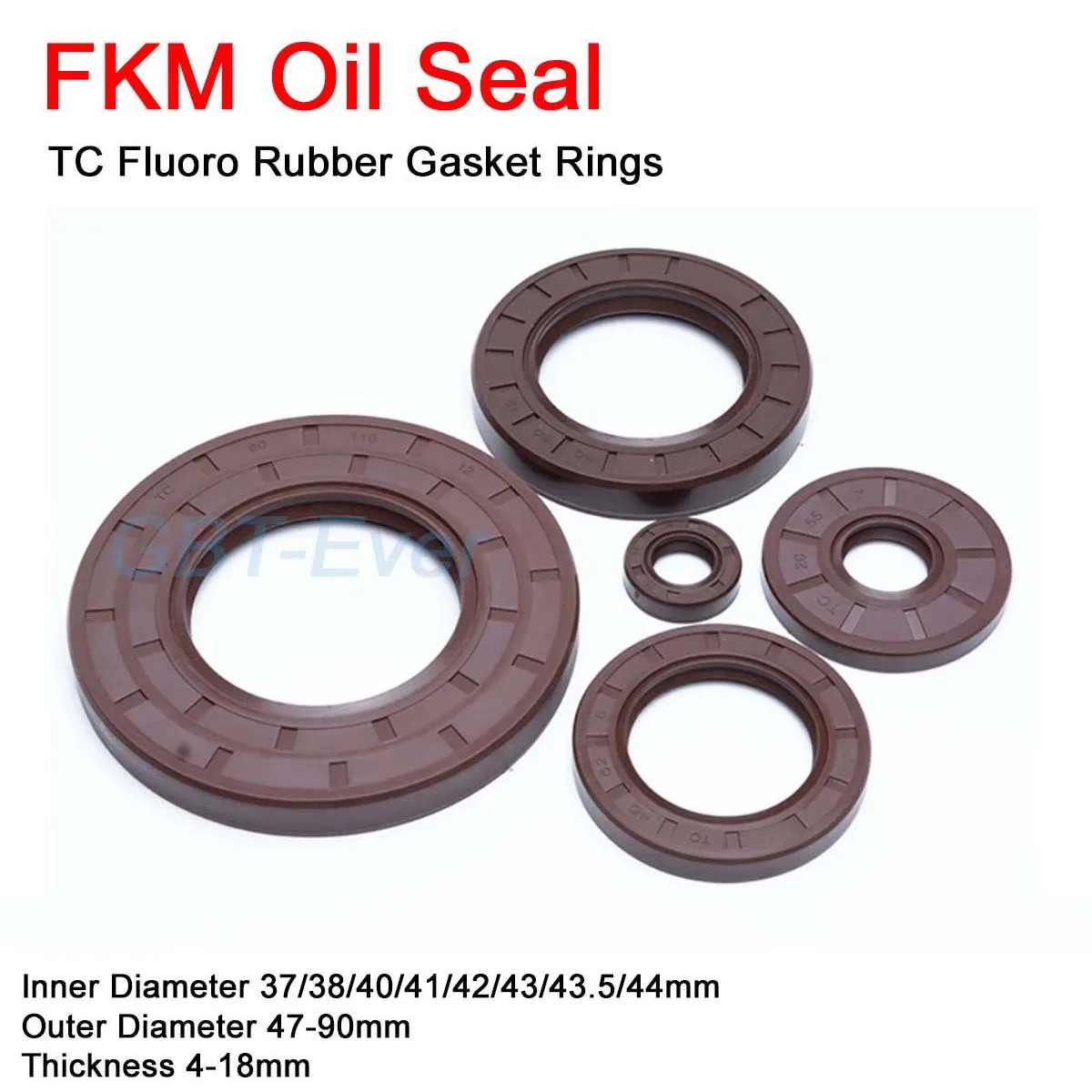 2pcs FKM Framework Oil Seal ID 37/38/40/41/42/43/43.5/44mm OD 47-90mm TC Fluoro Rubber Gasket Rings Cover Double Lip with Spring