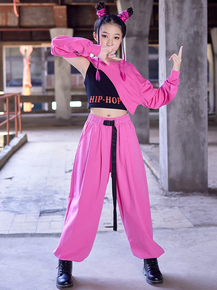 Costume de danse jazz pour filles, pantalons courts en Y, tenues de performance K-pop hip-hop, vêtements de scène roses, vêtements pour enfants, BLpayée ity 95, 2022