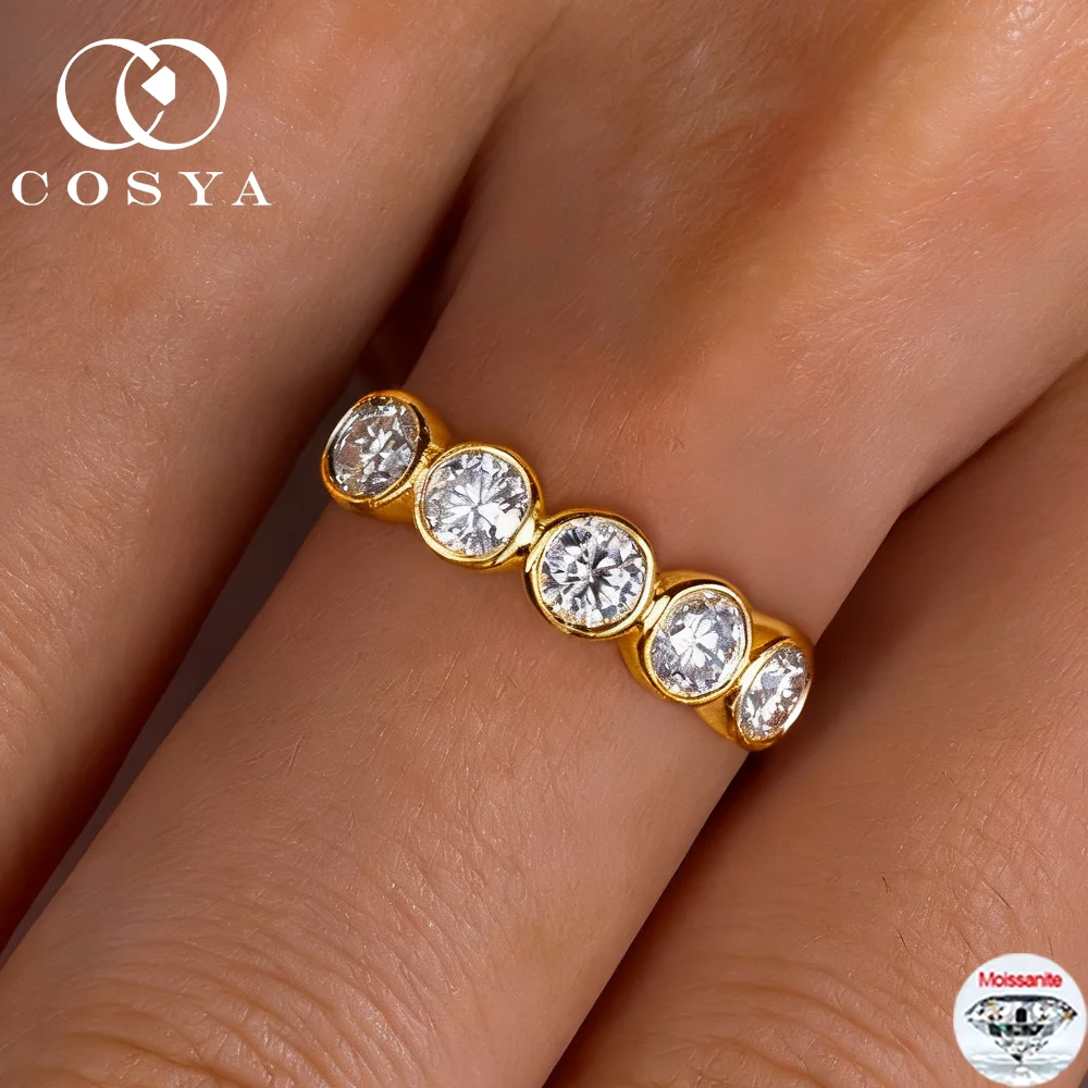 

COSYA 3mm Round Moissanite Ring S925 Sterling Silver D Color VVS1 Lab Diamond Eternity Wedding Party Fine Jewelry For Women