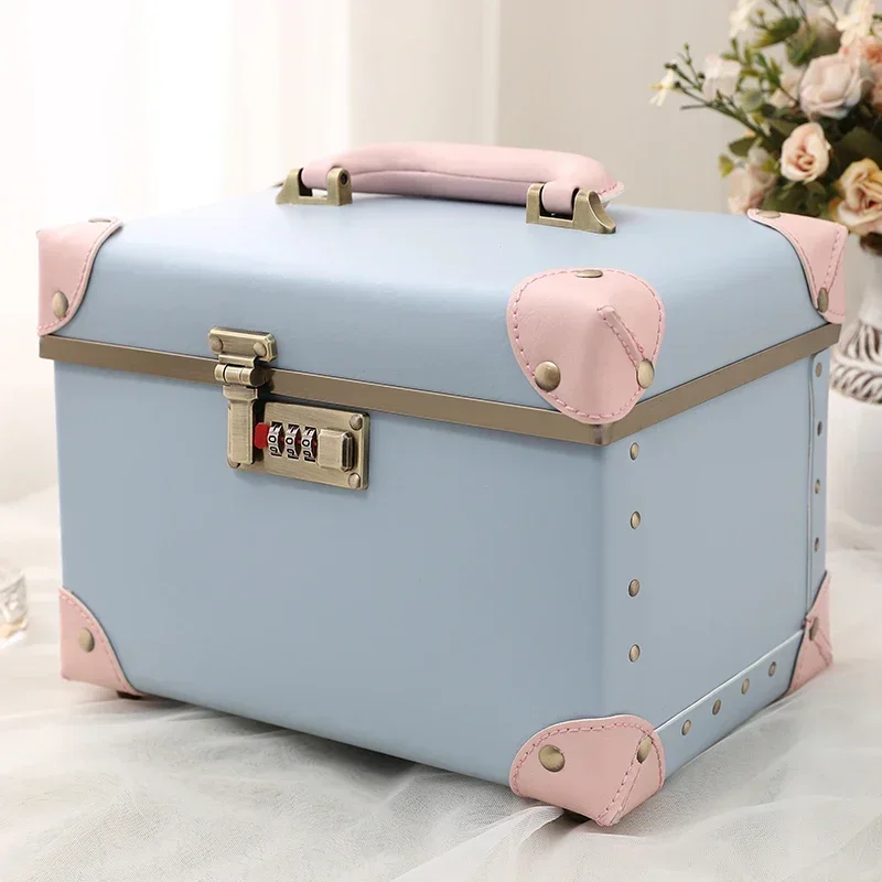 10 Inch Retro Ins Wind Girl Makeup Box Portable Travel Organizer Boxes Nail Beauty Toolbox Dresser Case For Cosmetics