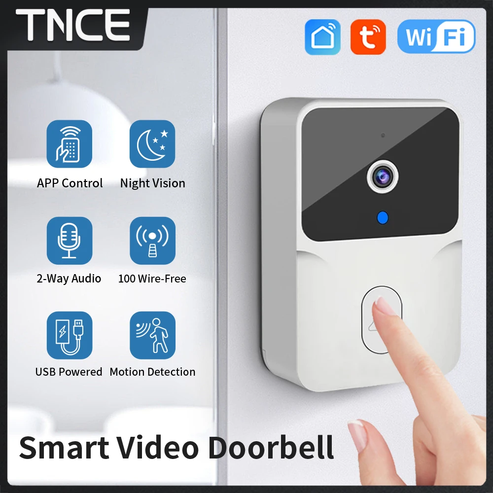 TNCE Tuya WiFi Doorbell With Camera Wireless Video Doorbell WIFI HD Outdoor Phone Door Bell Camera Security Video Intercom