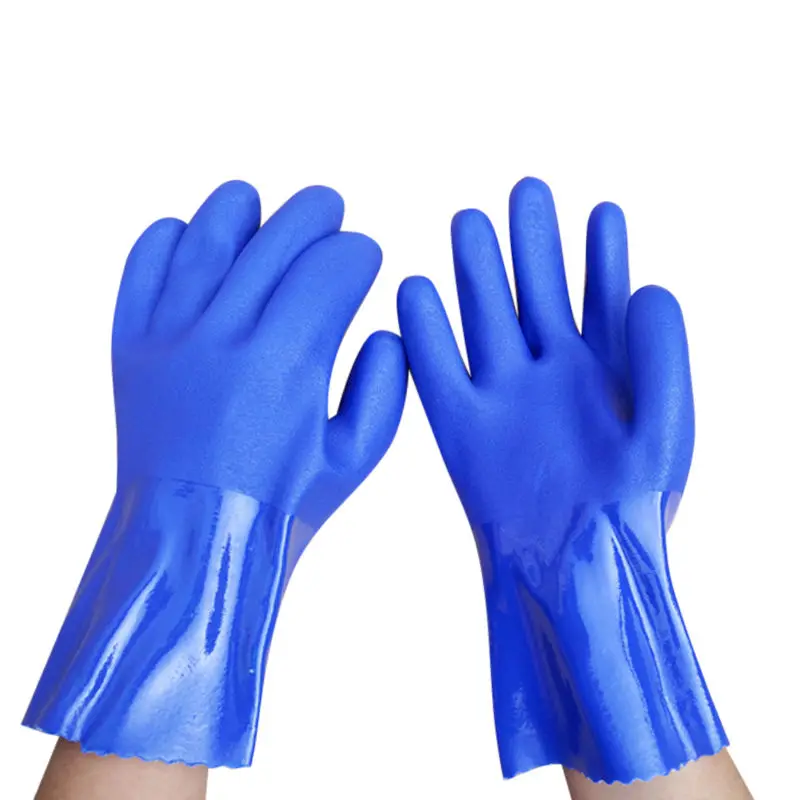 5Pairs Full plastic dipping kill fish stop slippery more waterproof and oil resistant rubber labour protection gloves