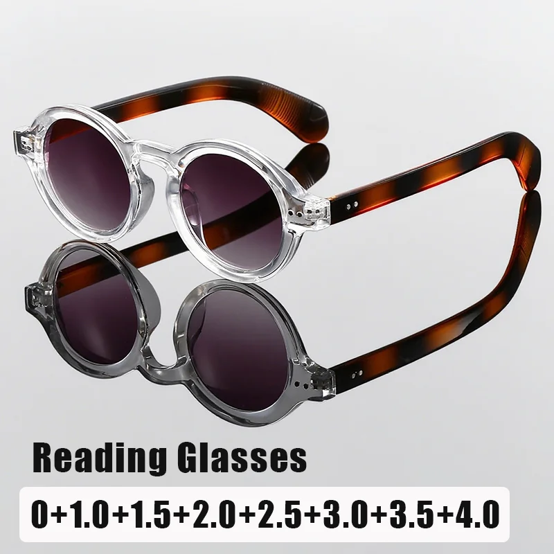 

Retro Round-Frame Pearl-Studded UV-Protective Reading Glasses Casual Versatile Travel Holiday Sun Protection Eyewear for Women