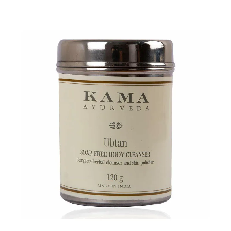 India Kama Ubtan Soap-Free Body Cleanser Shower Powder 120g Bottle Exfoliating Reduces Cellulite Softens And Smooth Bright White