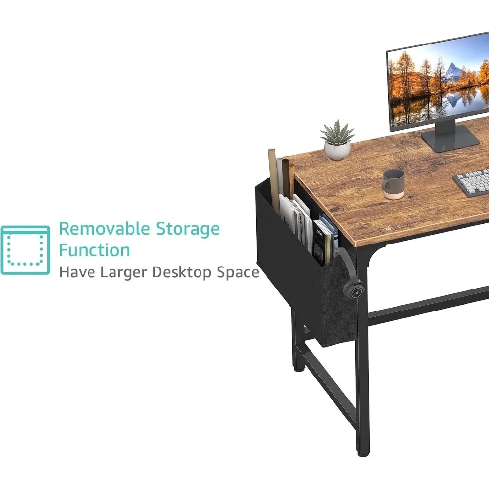 Modern 47 Inch Compact Computer Desk with Fabric Drawers for Home Office, Ideal for Small Spaces and Study Writing Needs