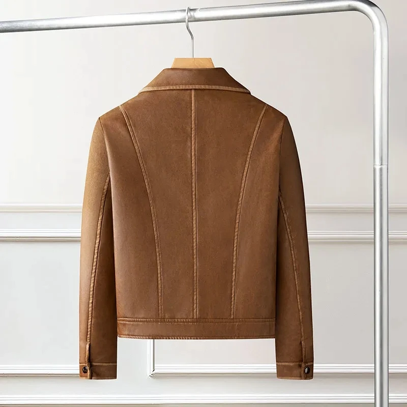 2025 새로운 봄 가을 옷깃 패션 기질 오토바이 가죽 자켓 탑 여성 짧은 슬림 PU 가죽 자켓 코트