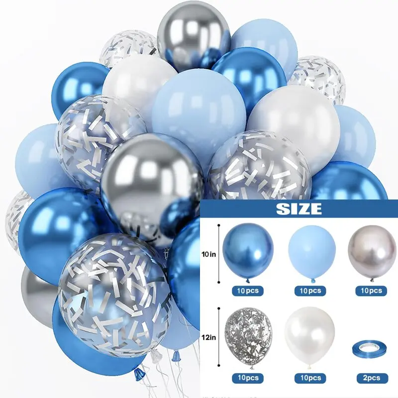 32 Stück 10 Zoll perlblaue metallische blaue Luftballons Latexballons Geburtstag, Hochzeit, Babyparty-Party-Dekorationen