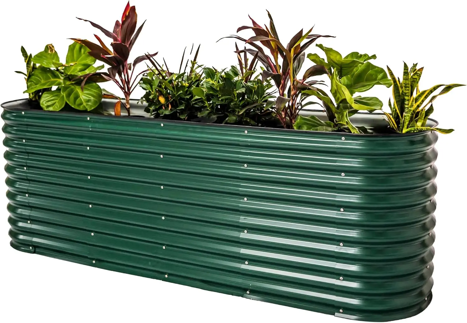 

32" Extra Tall Oval Metal Raised Garden Bed Kit - 9 in 1 Modular Planter Box for Vegetables, Flowers, Fruits - British Green