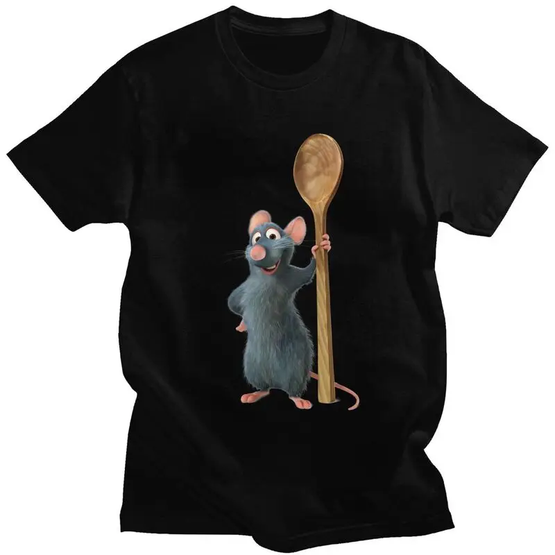 Ratatouille Chef Anime T-Shirt für Männer T-Shirt aus reiner Baumwolle Kurzarm Urban T-Shirt Merch