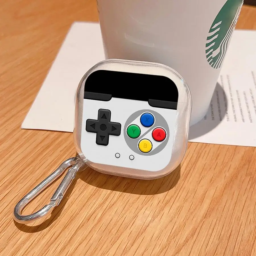 

Game Console Case For Samsung Galaxy Buds 2Pro 4 Pro 3 FE 4Pro 2 3Pro Live Clear Earphone Cases Cover With Hook