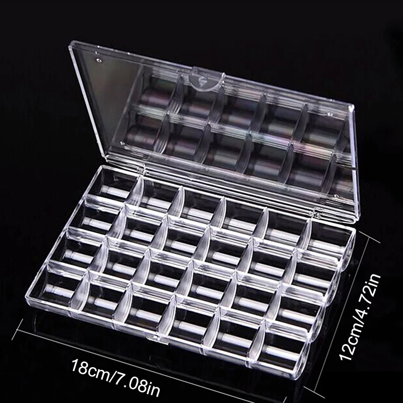 Caja de almacenamiento vacía para decoración de uñas, organizador de plástico con diamantes de imitación, suministros de manicura, estuche de almacenamiento de herramientas