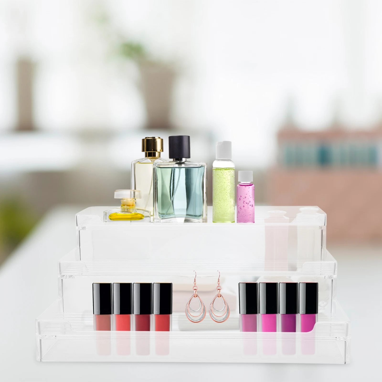 

Transparent Acrylic Spice Rack Sundries ganizer Multi layer Storage Shelf Kitchen Bathroom Bedroom Table Decor
