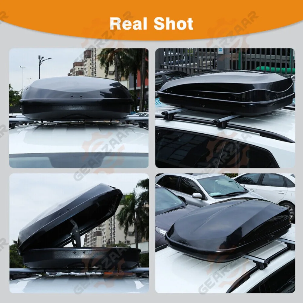 Car Roof Box 400 L Hard Top Gloss Black Effect - Camping Travel Luggage Upgraded