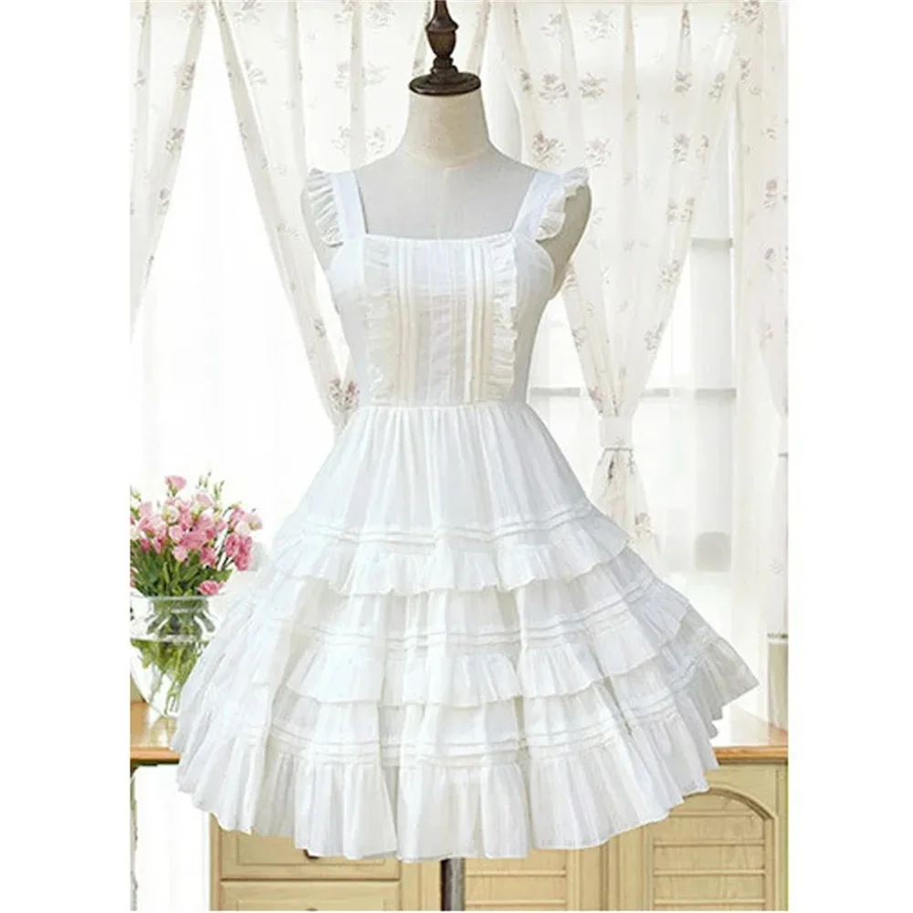 Tailored pleated lace suspender Lolita dress