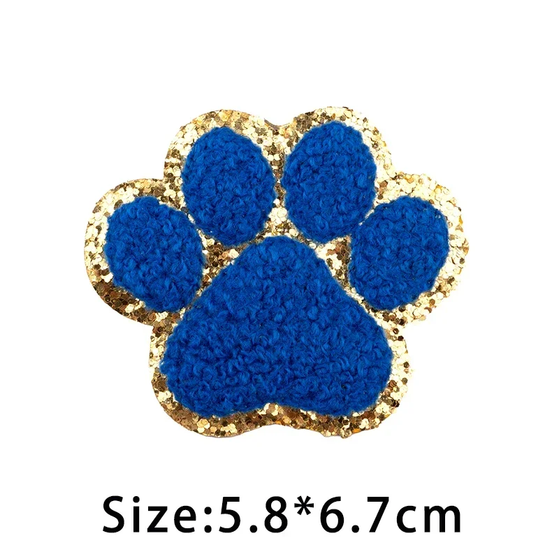 Iron on Cute Cartoon Dog Paw Chenille Patches on Clothes Kids Clothing Badge Akcesoria Cat Claw Emblem DIY Crafts Sewing