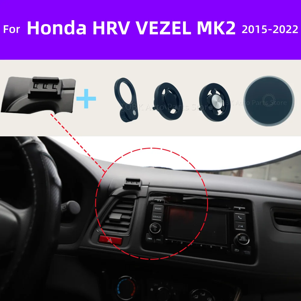 Suporte Magnético para Carro Honda HRV VEZEL MK2 2015-2022 2020, Suporte para Telefone com Carregamento Sem Fio, Acessório Interior