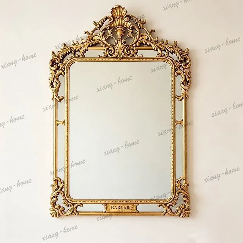 PG French retro style fireplace decorative mirror European style bedroom American style bathroom bathroom mirror wall hanging