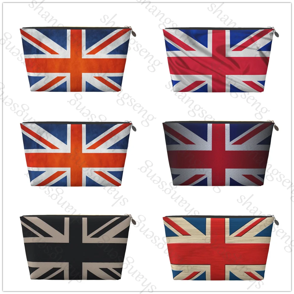 

British flag printing Leather travel Toiletry Bag Makeup Bag Ladies zipper large print storage suitable for men traveling PVC