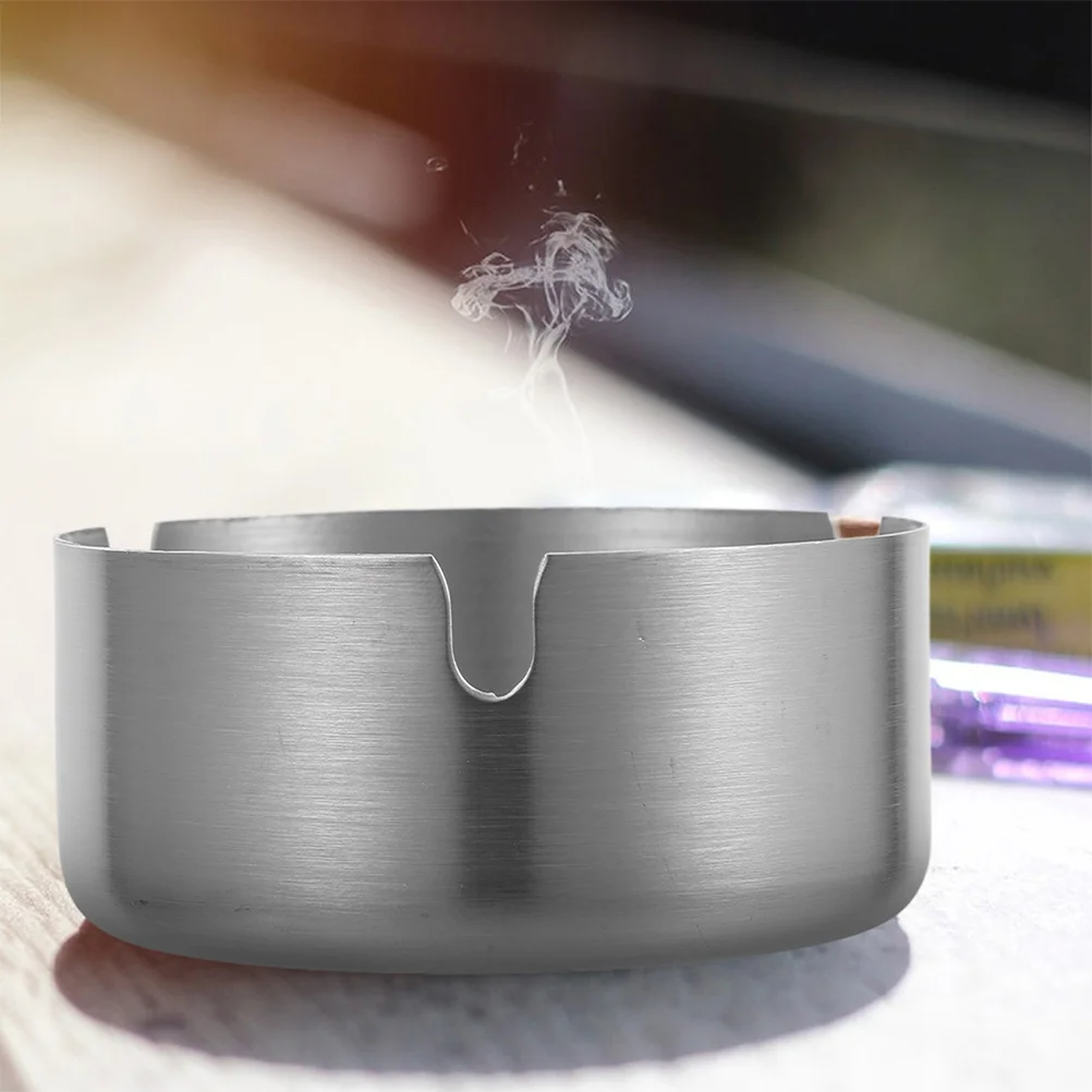 

Stainless Steel Ashtray 10Cm Round Smokeless Ash Container For Home Office Hotel Indoor Outdoor Tabletop Desktop Use Metal